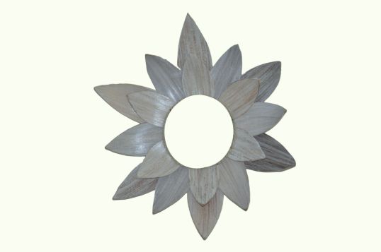 SPECCHIO CON FOGLIE BIANCO DECAPATO COLOUR Ø CM 52