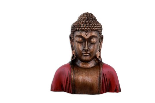 MEZZO BUSTO BUDDHA THAILANDESE CON ABITO ROSSO CM H19 C