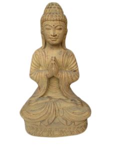 BUDDHA THAILANDESE CON GAMBE INCROCIATE IN POLVERE DI PIETRA CM H48X26X20 C