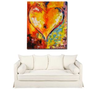 DIPINTO SU TELA CUORE SPENNELLATO CM H120X100 C