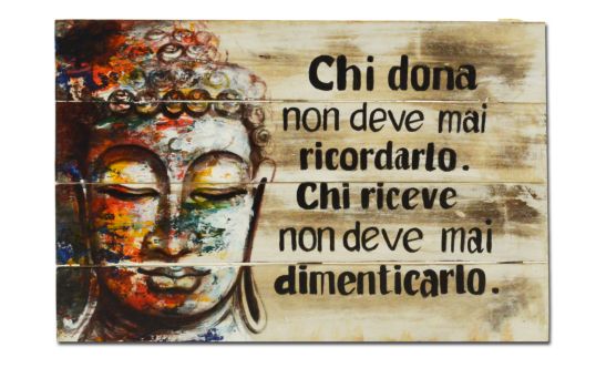 PANNELLO CON BUDDHA THAILANDESE OCCHI CHIUSI CHI DONA NON DEVE CM H40X60 C