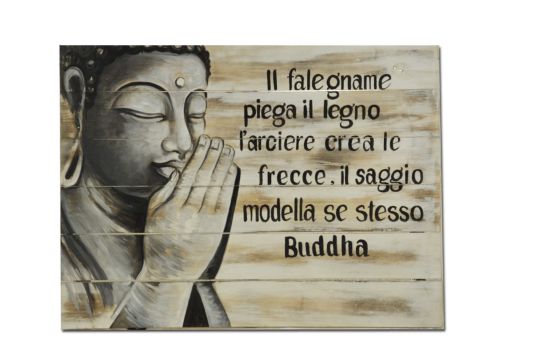 PANNELLO CON BUDDHA THAILANDESE IN PREGHIERA IL FALEGNAME CM H60X80 C