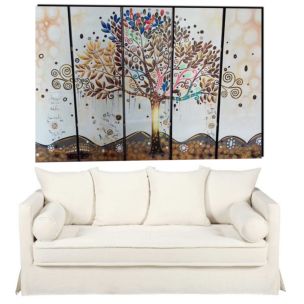 DIPINTO SU TELA SET 5 PZ. ALBERI DELLA VITA BIANCO E ORO CM H120X180 C