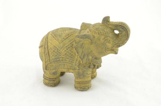 ELEFANTE GRANDE DECORATO IN PIEDI IN POLVERE DI PIETRA CM H27X29 C