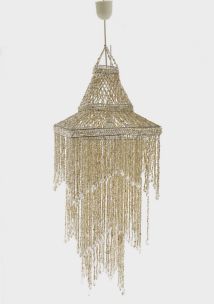 LAMPADARIO CASCATA DI CONCHIGLIE CON TRIANGOLI CM 40X40X90 C