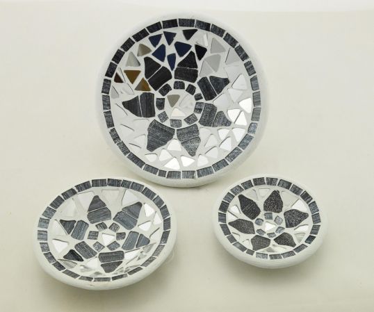 VASSOI MOSAICO TONDI SET 3PZ ARGENTO